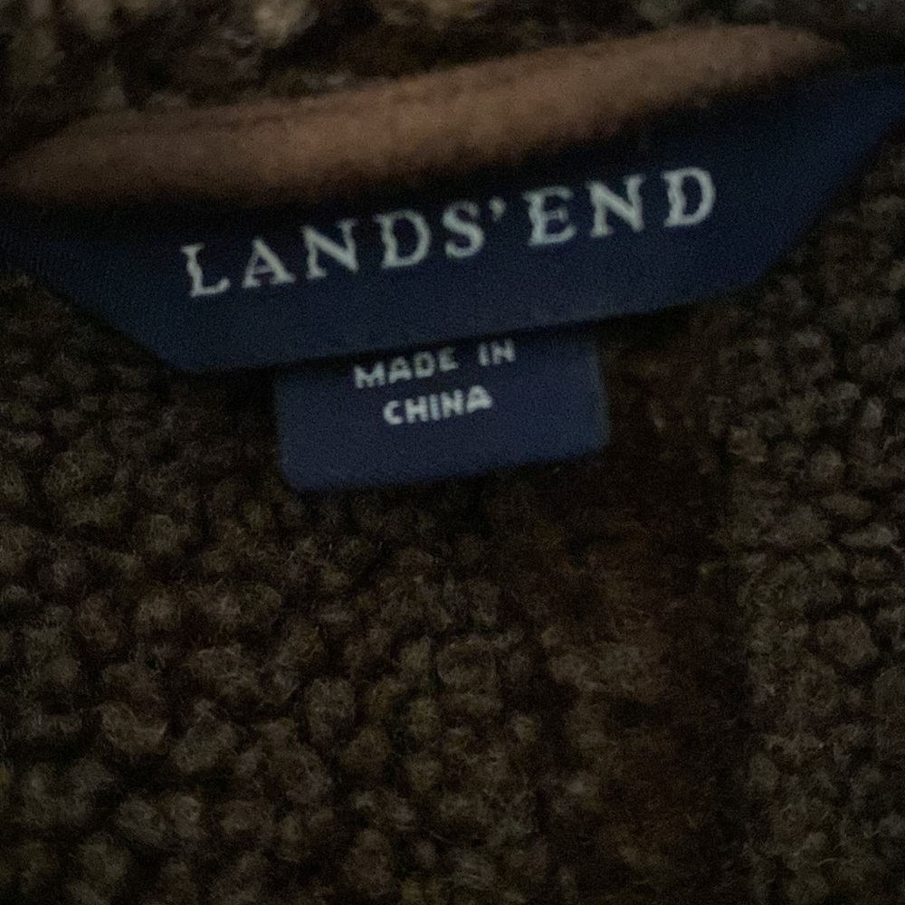 Lands' End Penny lane Faux Suede Sherpa Lined Long Shearling Jacket Coat size L - Picture 4 of 10